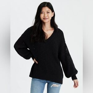American Eagle Outfitters Pointelle V-neck Oversized Sweater Size Small NWOT